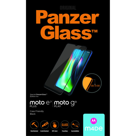 Стъклен протектор PanzerGlass за Motorola Moto G9 Play / E7 Plus, , CaseFriendly - Черен