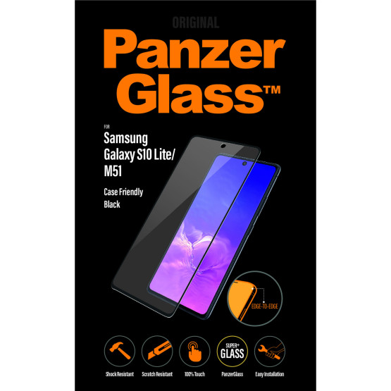 Стъклен протектор PanzerGlass за Samsung Galaxy S10 lite CaseFriendly - Черен, 117387
