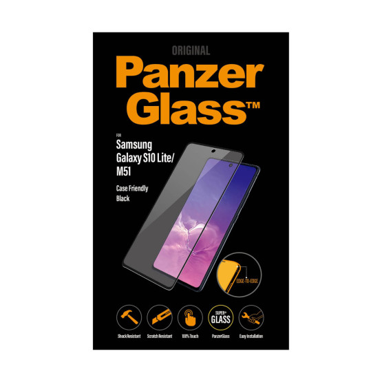 Стъклен протектор PanzerGlass за Samsung Galaxy S10 lite CaseFriendly - Черен, 117387