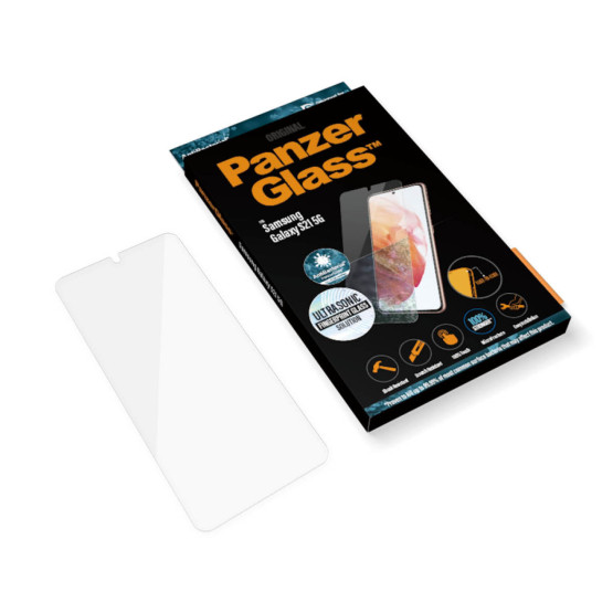 Стъклен протектор PanzerGlass за Samsung Galaxy S21 Ultrasonic FingerPrint, AntiBacterial - Черен