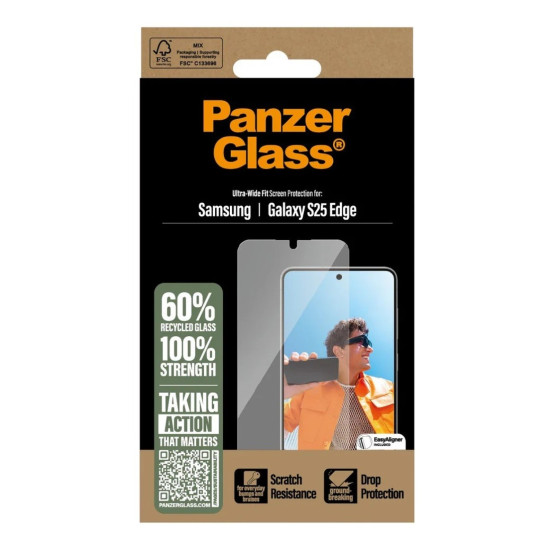Стъклен протектор PanzerGlass за Samsung Galaxy S25 Edge, UWF, Прозрачен