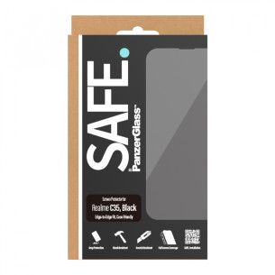Стъклен протектор Safe за Realme C35CaseFriendly - Черен