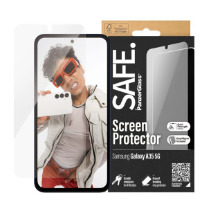 Стъклен протектор Safe за Samsung Galaxy A35 5 G, Recycled Glass, UWF, Черен