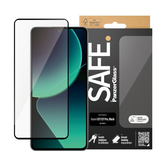 Стъклен протектор Safe за Xiaomi 13T / 13T Pro - Черен
