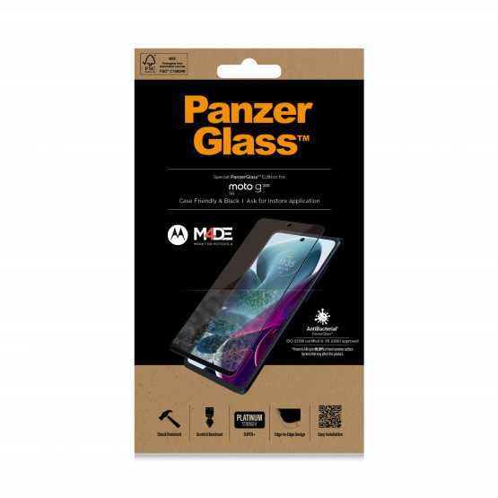 Стъклен протрктор PanzerGlass за Motorola Moto G200 5G - Черен