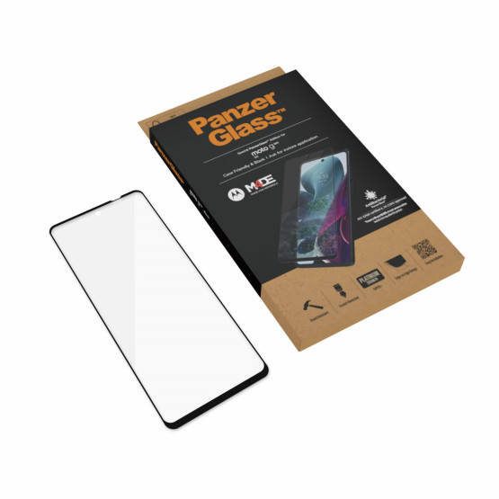 Стъклен протрктор PanzerGlass за Motorola Moto G200 5G - Черен