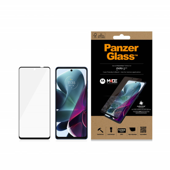 Стъклен протрктор PanzerGlass за Motorola Moto G200 5G - Черен