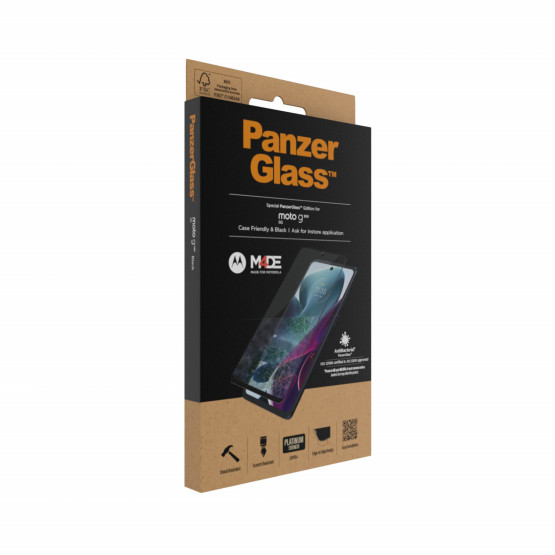 Стъклен протрктор PanzerGlass за Motorola Moto G200 5G - Черен