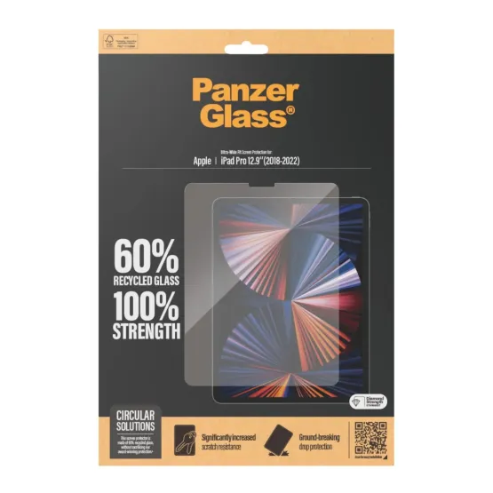 Стъклен протектор PanzerGlass за Apple iPad Pro 12.9 (2018, 2020, 2021, 2022), Черен