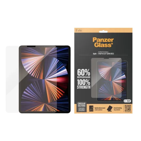 Стъклен протектор PanzerGlass за Apple iPad Pro 12.9 (2018, 2020, 2021, 2022), Черен
