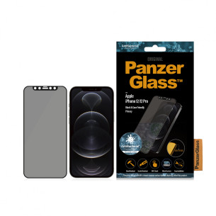 Стъклен протектор PanzerGlass за Apple Iphone 12 /12 Pro 6.1 Privacy, CaseFriendly, AntiBacterial - Черен, 117940