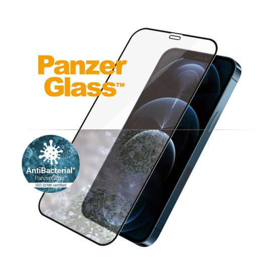 Стъклен протектор PanzerGlass за Apple Iphone 12 Pro Max 6.7 CaseFriendly AntiBacterial - Черен, 117941