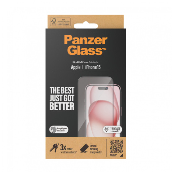 Стъклен протектор PanzerGlass за Apple iPhone 15 UWF wA