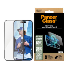 Стъклен протектор PanzerGlass за iPhone 16, 15, Gaming, Ultra-Wide Fit