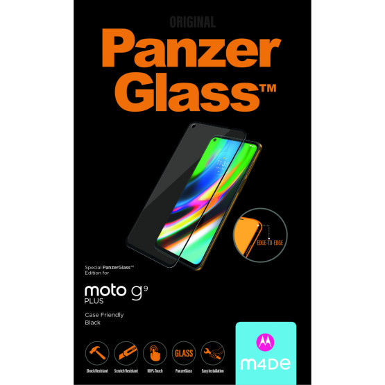 Стъклен протектор PanzerGlass за Motorola Moto G9 Plus, , CaseFriendly - Черен