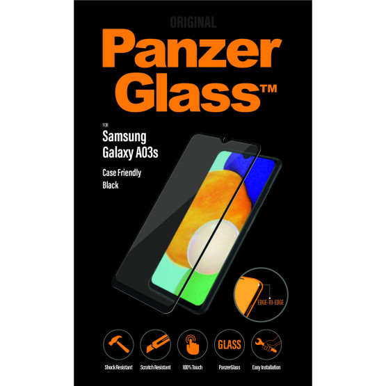 Стъклен протектор PanzerGlass за Samsung Galaxy A03s CaseFriendly - Черен