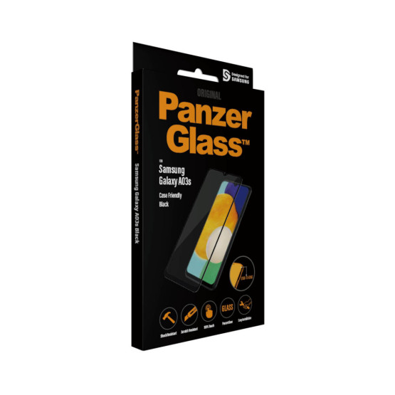 Стъклен протектор PanzerGlass за Samsung Galaxy A03s CaseFriendly - Черен