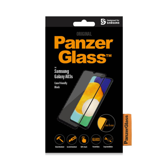 Стъклен протектор PanzerGlass за Samsung Galaxy A03s CaseFriendly - Черен