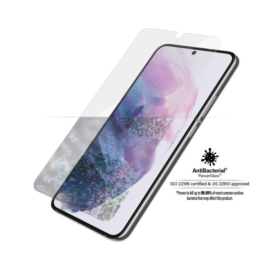 Стъклен протектор PanzerGlass за Samsung Galaxy S22 FingerPrint, CaseFriendly, AntiBacterial - Черен, 119825