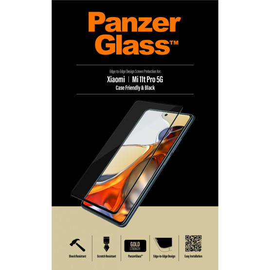Стъклен протектор PanzerGlass за Xiaomi Mi 11t Pro 5G CaseFriendly - Черно, 117079