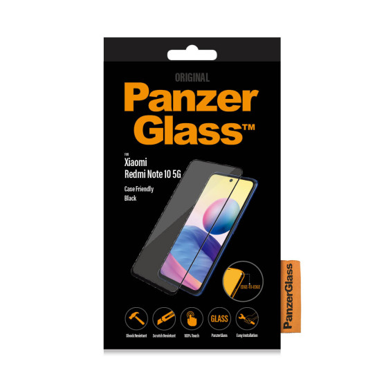 Стъклен протектор PanzerGlass за Xiaomi Redmi Note 10 5G CaseFriendly - Черен