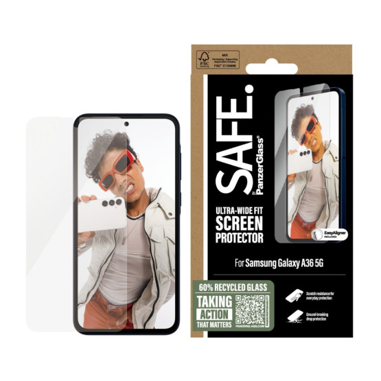 Стъклен протектор Safe за Samsung Galaxy A36 5G, UWF, Прозрачен