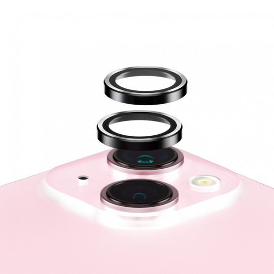 Стъклен протектор за камера PanzerGlass PicturePerfect Rings за Apple iPhone 15/15 plus - Черен