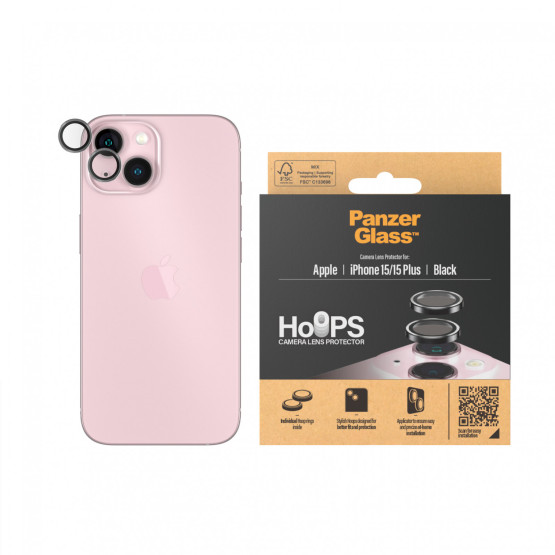 Стъклен протектор за камера PanzerGlass PicturePerfect Rings за Apple iPhone 15/15 plus - Черен