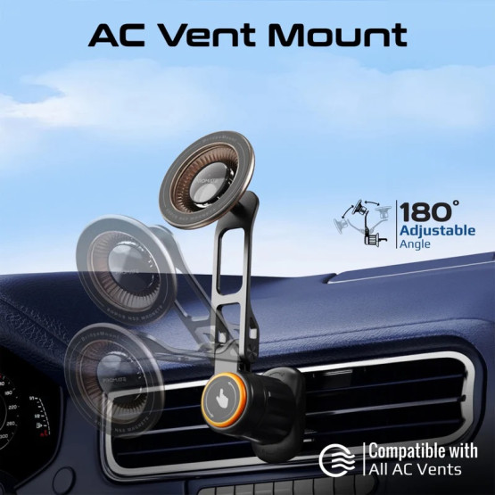 Стойка за кола ProMate BRIDGEMOUNT 360° Rotatable Cradleless Magnetic Car Phone Mount, For AC Vents, Metal ring Plate included.