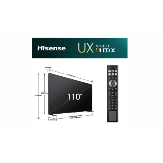 Телевизор Hisense 110UXNQ SMART TV Mini LED , 110 inch, 279 см, 3840x2160 UHD-4K , Mini LED , Smart TV , VIDAA