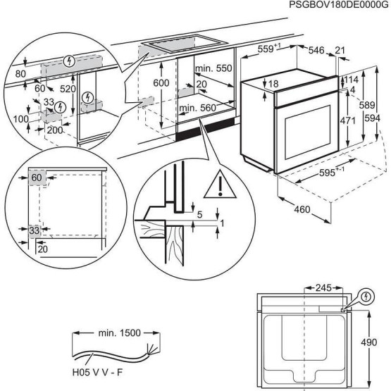 Фурна за вграждане Electrolux LOF4P06BK , 65 , Push бутони