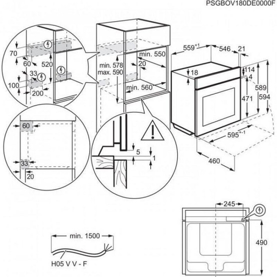 Фурна за вграждане Electrolux LOF4P06BK , 65 , Push бутони