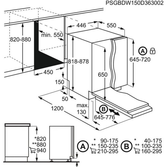 Съдомиялна машина за вграждане Electrolux EEA12100L , 450 Ш, мм, 9 комплекта, F - Electrolux