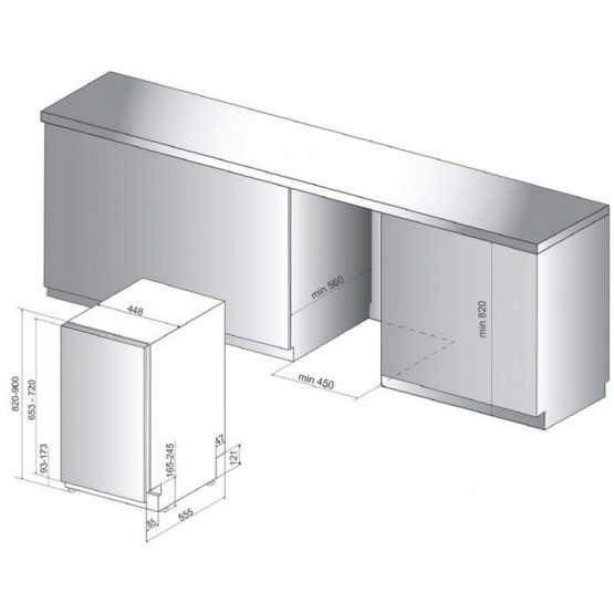 Съдомиялна машина за вграждане Hotpoint-Ariston HSIP 4O21 WFE , 10 комплекта, 450 Ш, мм, E - Hotpoint-Ariston
