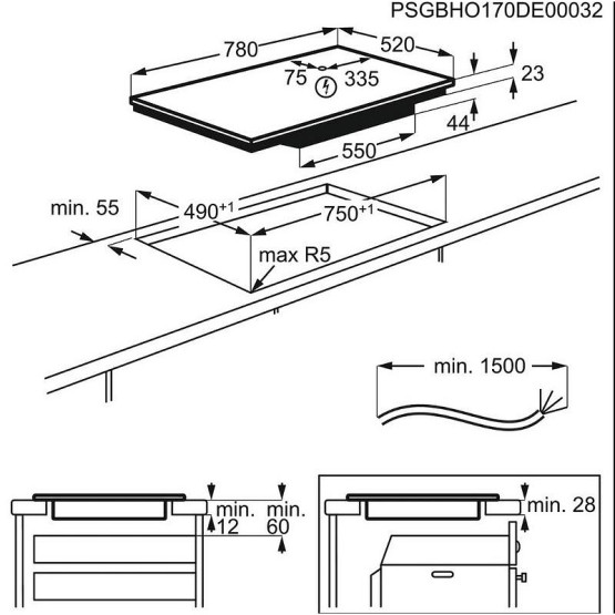 Вграден керамичен плот AEG IAE84851FB (ST)