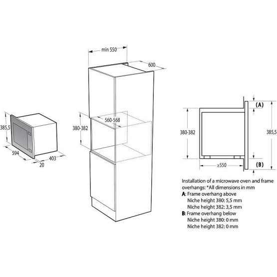 Вградена микровълнова фурна Gorenje BMI251SG3BG