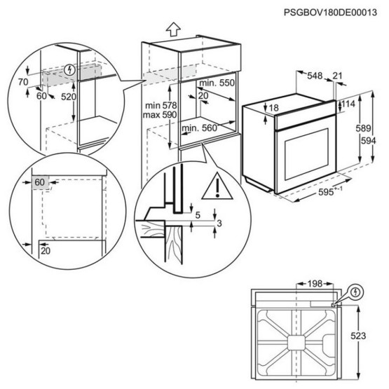Фурна за вграждане AEG OA5CB31SM , 72 , Push бутони , А , Каталитични панели