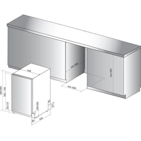Съдомиялна машина за вграждане Whirlpool WSIO 3T223 PCE X , 10 комплекта, 450 Ш, мм, E - Whirlpool