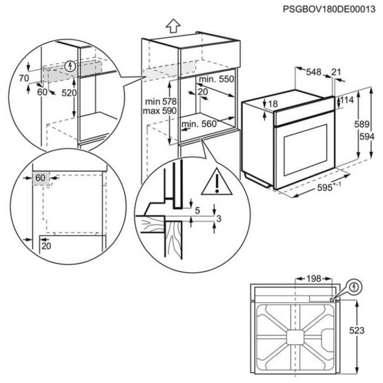 Фурна за вграждане AEG OA5AB21SM , 72 , Push бутони