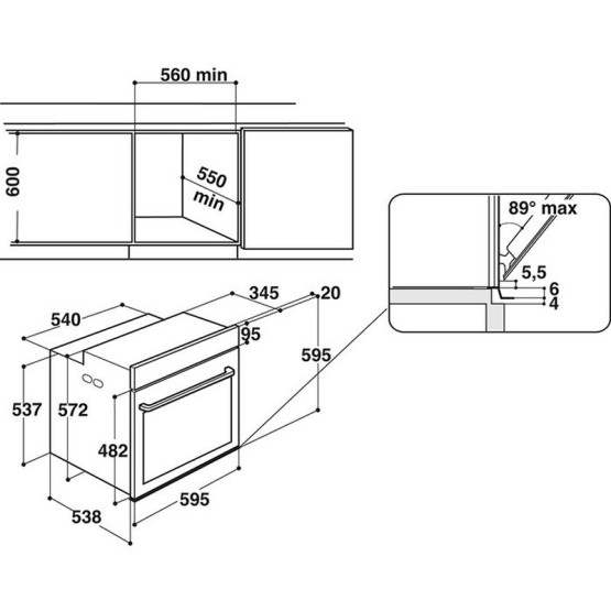Фурна за вграждане Whirlpool W7 OM4 4S1 P , 73 L , А+ , Пиролиза , Сензорно - Whirlpool