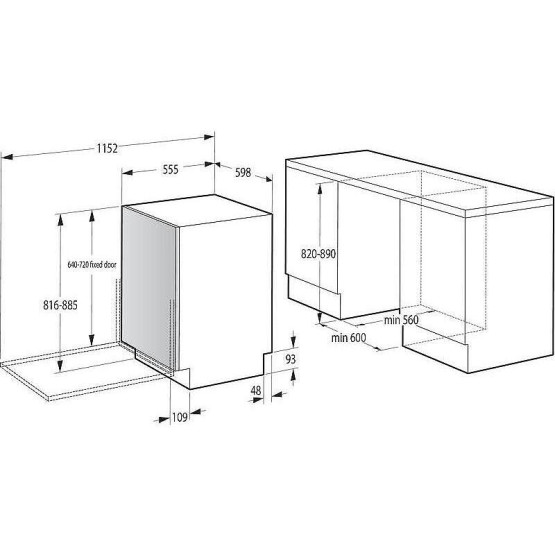 Съдомиялна машина за вграждане Gorenje GV642D65 , 14 комплекта, 600 Ш, мм, D