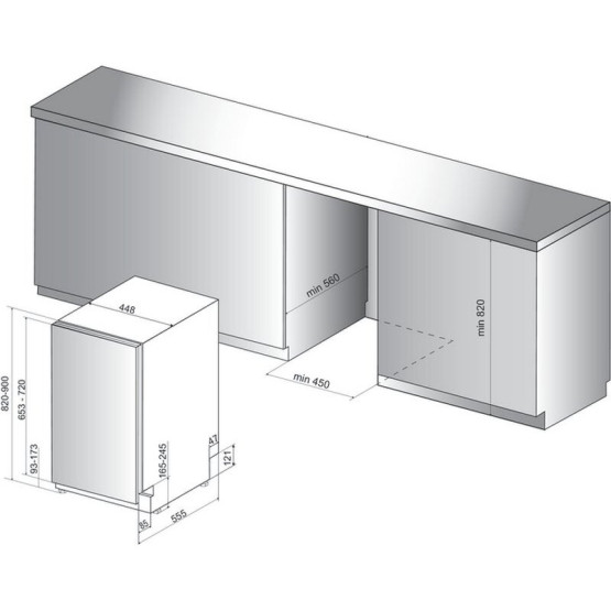 Съдомиялна машина за вграждане Hotpoint-Ariston HSIO 3O23 WFE , 10 комплекта, 450 Ш, мм, E - Hotpoint-Ariston