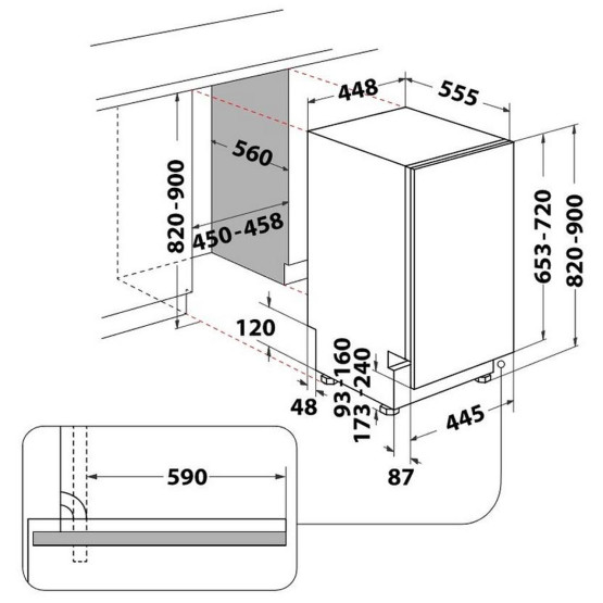 Съдомиялна машина за вграждане Whirlpool WSIC 3M27