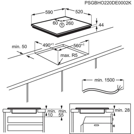 Вграден керамичен плот Electrolux EIV63440BW