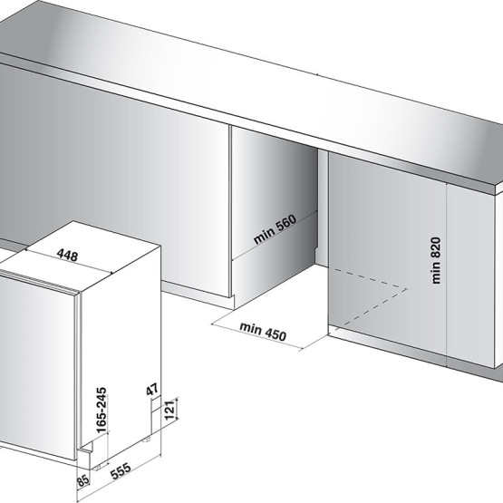 Съдомиялна машина за вграждане Whirlpool WSIC 3M27 C , 10 комплекта, 450 Ш, мм, E - Whirlpool