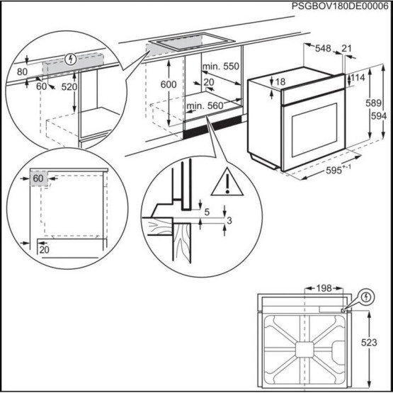 Вградена фурна Electrolux KOD3H70X(ST) , 72 L , Push бутони , А , Водно почистване - Electrolux