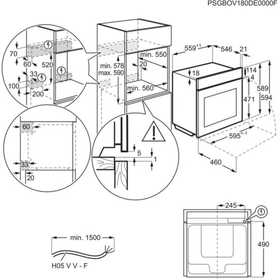 Вградена фурна AEG BPK558370M (ST) *** , 71 , Push бутони , А+ , Пиролиза - AEG