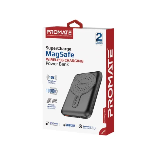Външна батерия ProMate POWERMAG-10PRO PowerBank MagSafe Wireless 15W / 3.0 QC 10000mAh - Черна