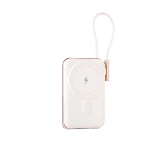 Външна батерия ttec ReCharger Pro M 10.000mAh MagSafe Comp. PD 20W Inserted USB-C Cable Powerbank - Бяла