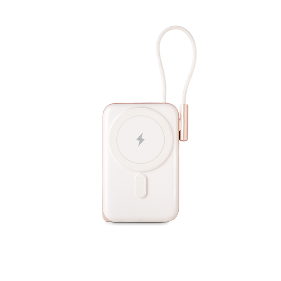 Външна батерия ttec ReCharger Pro M 10.000mAh MagSafe Comp. PD 20W Inserted USB-C Cable Powerbank - Бяла